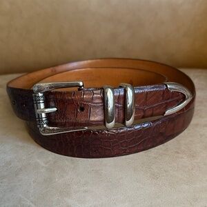 Martin Dingman Alligator Grain Saddle Leather Belt Brown 42 Handmade In USA